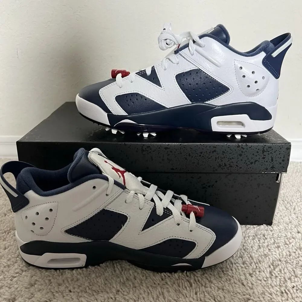 Nike Air Jordan Retro 6 G NRG Golf Shoes White/Navy DV1376-101 Men Size 7.5 New